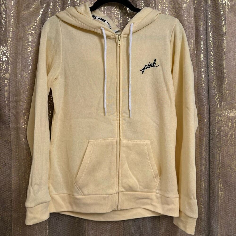 PINK Victorias Secret Light Yellow‎ Full Zip Hoodie XS Flawed